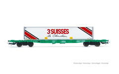 Jouef HJ6277 - H0 - Containertragwagen S70 3 SUISSES, SNCF, Ep. IV